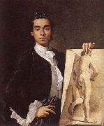 Luis Egidio Melendez Detail of Self-portrait Holding an Academic Study. oil painting